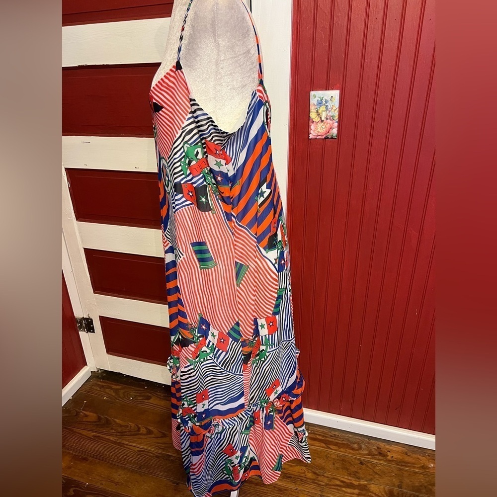Lauren Ralph Lauren Black Label Georgette Nautical Print Midi Dress Size 14 - Picture 2 of 6